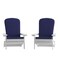 Merrick Lane Riviera Set of 2 Weather Resistant Folding Adirondack Patio Chairs With Vertical Lattice Backs and Comfort Foam Cushions